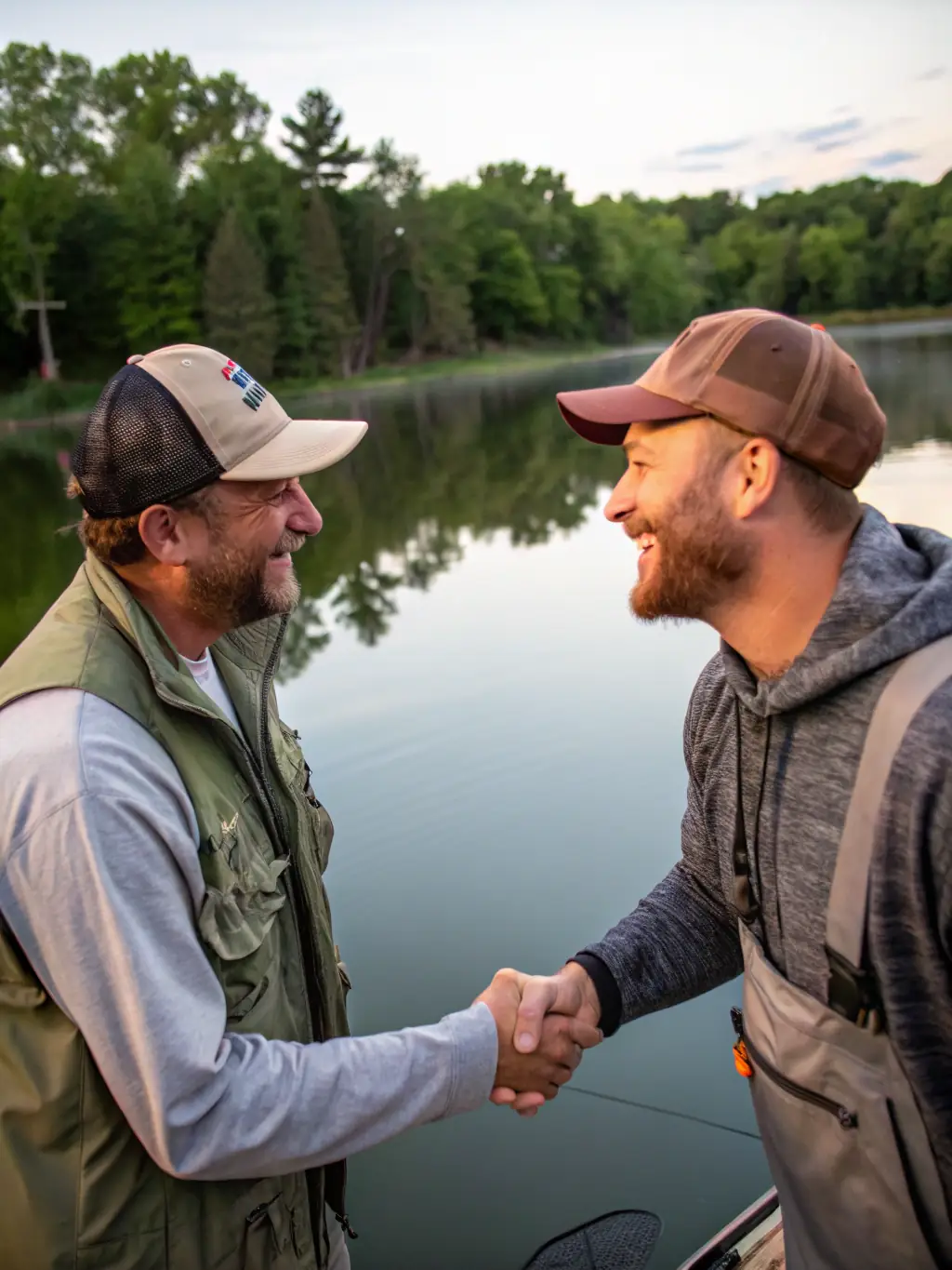 A photograph of participants actively engaged in a TEAM SENSAS BREIZH COMPETITION freshwater fishing event, showcasing the camaraderie and competitive spirit.